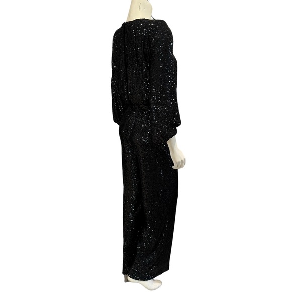 New Vince Camuto Black Sequined Wide Leg Jumpsuit - Picture 11 of 15